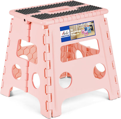 13 Inch Folding Step Stool, Holds 300 lb for Adults and Kids, Black