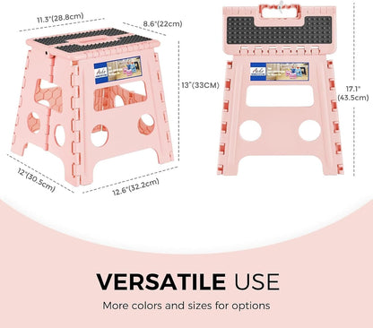 13 Inch Folding Step Stool, Holds 300 lb for Adults and Kids, Black