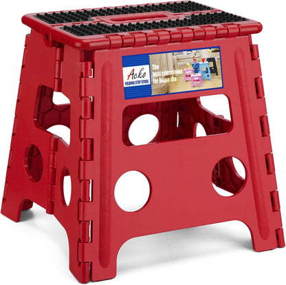 13 Inch Folding Step Stool, Holds 300 lb for Adults and Kids, Black