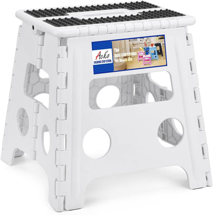 13 Inch Folding Step Stool, Holds 300 lb for Adults and Kids, Black