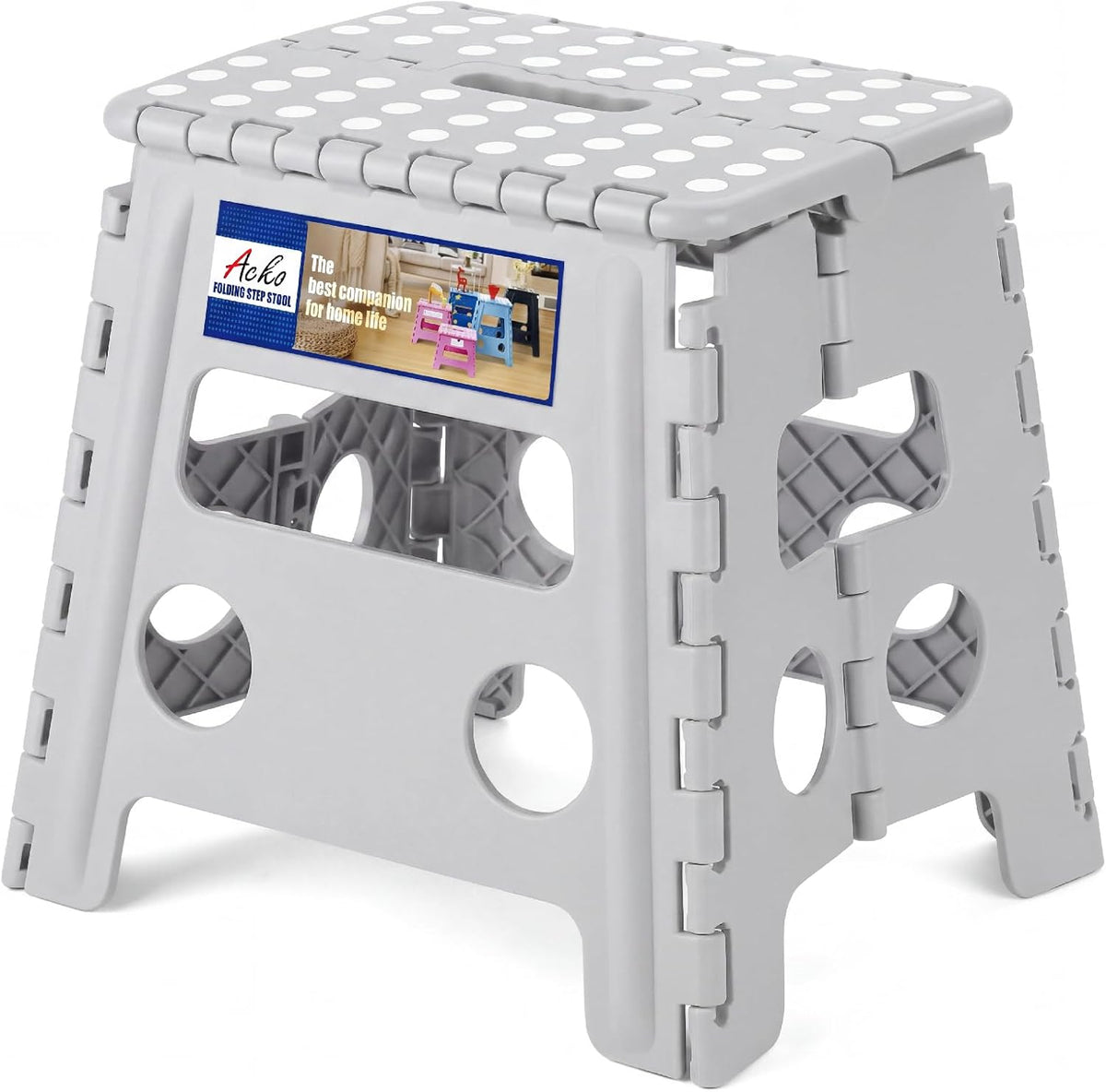 13 Inch Folding Step Stool, Holds 300 lb for Adults and Kids, Black