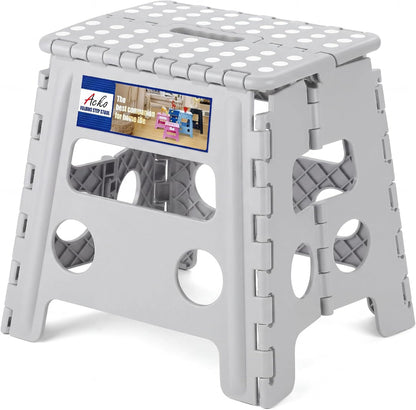13 Inch Folding Step Stool, Holds 300 lb for Adults and Kids, Black