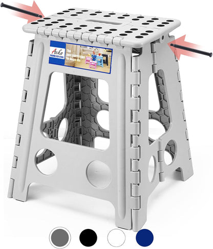 13 Inch Folding Step Stool, Holds 300 lb for Adults and Kids, Black