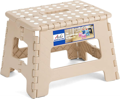 13 Inch Folding Step Stool, Holds 300 lb for Adults and Kids, Black