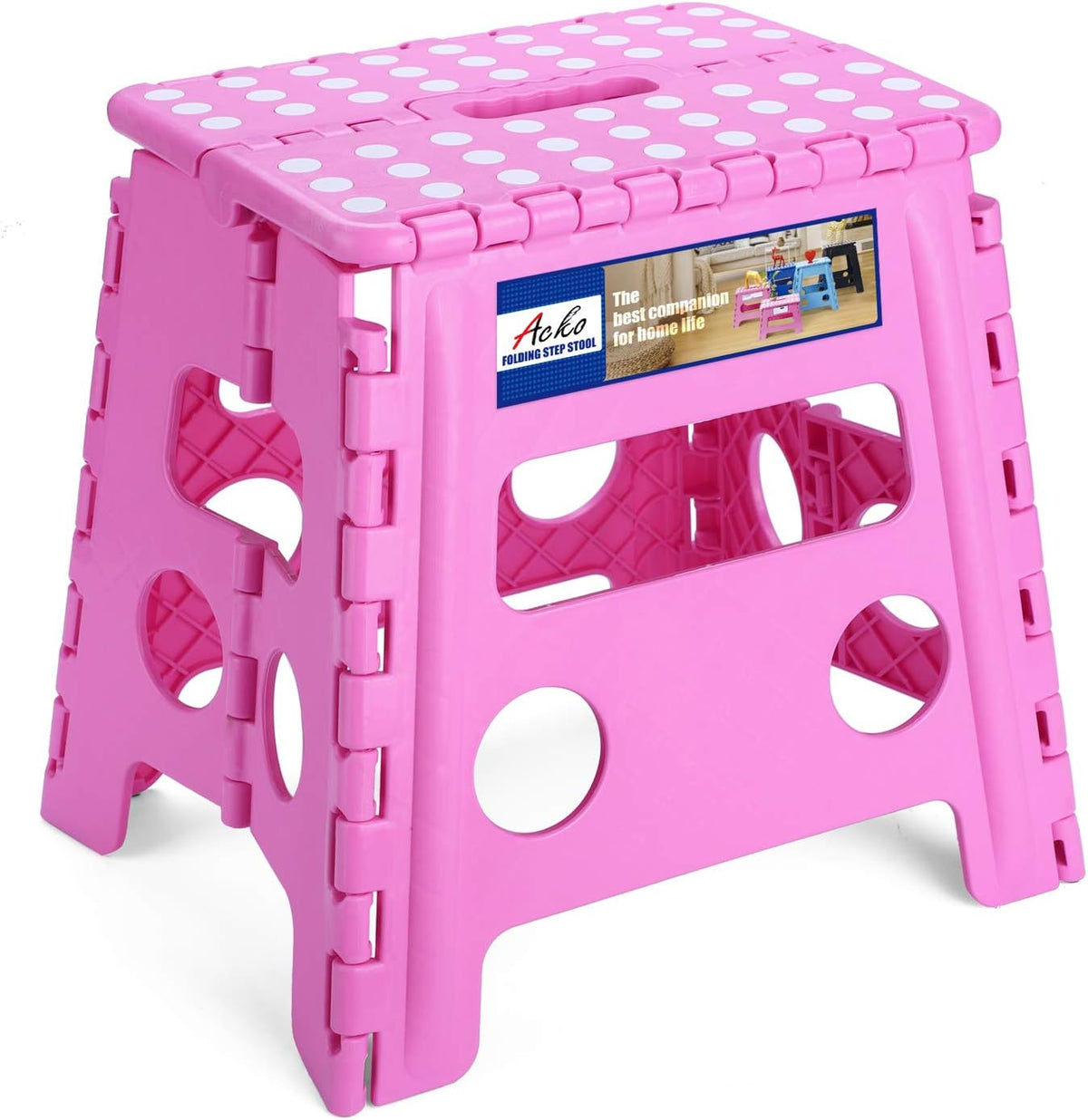 13 Inch Folding Step Stool, Holds 300 lb for Adults and Kids, Black