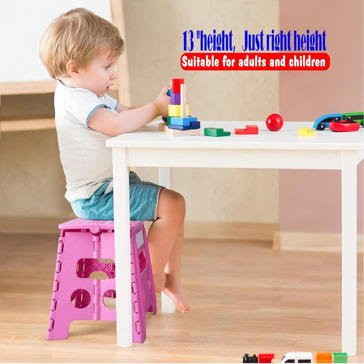13 Inch Folding Step Stool, Holds 300 lb for Adults and Kids, Black
