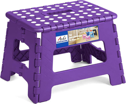 13 Inch Folding Step Stool, Holds 300 lb for Adults and Kids, Black