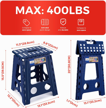 13 Inch Folding Step Stool, Holds 300 lb for Adults and Kids, Black