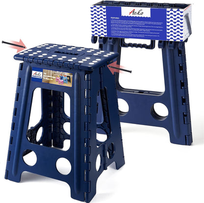 13 Inch Folding Step Stool, Holds 300 lb for Adults and Kids, Black