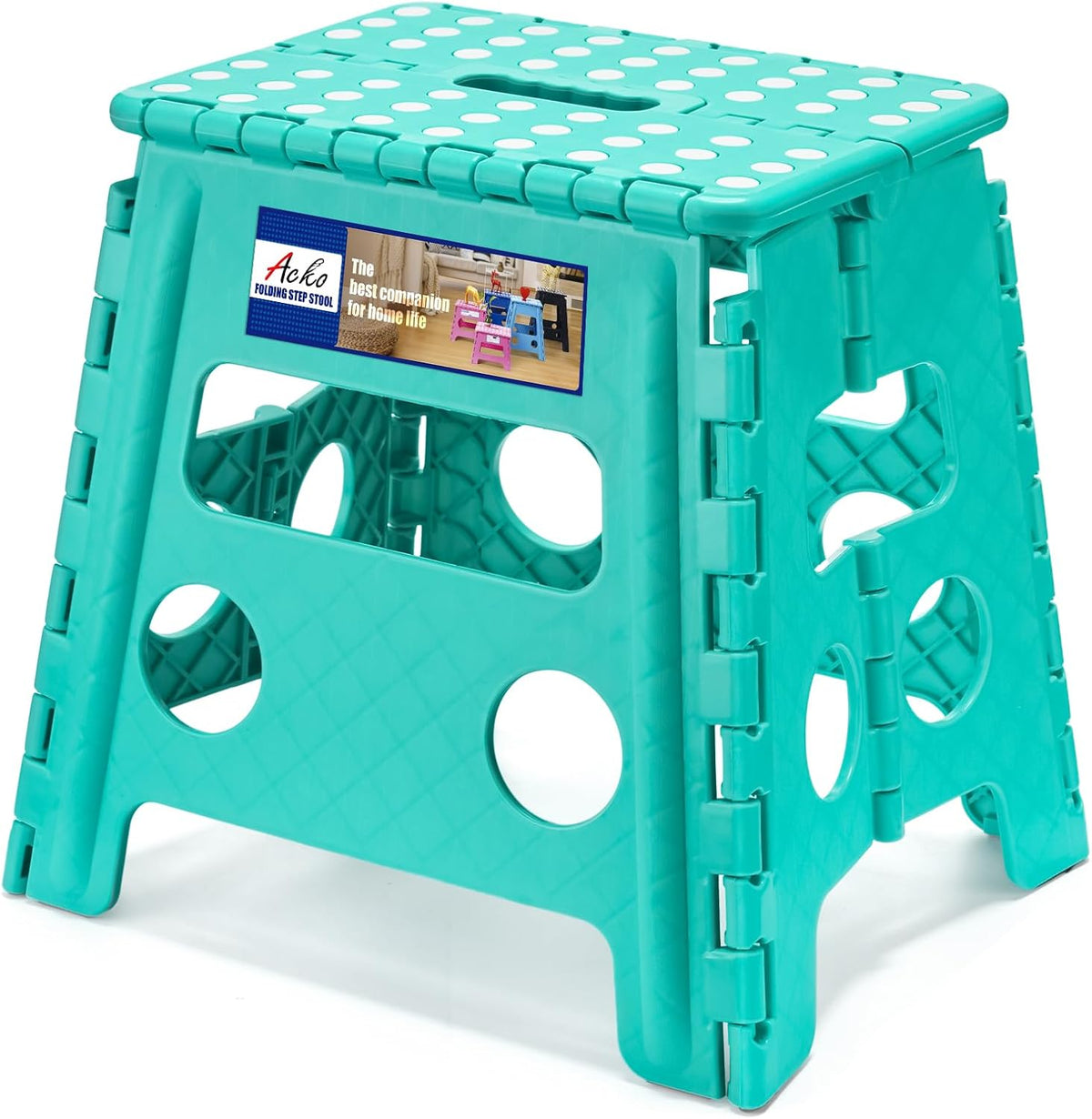 13 Inch Folding Step Stool, Holds 300 lb for Adults and Kids, Black