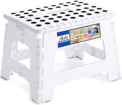 13 Inch Folding Step Stool, Holds 300 lb for Adults and Kids, Black