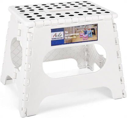 13 Inch Folding Step Stool, Holds 300 lb for Adults and Kids, Black