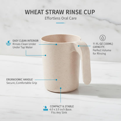 1 Pack Wheat Straw Composite Cup with Handle, 11 fl oz Tumbler for Kitchen and Office Desk Use