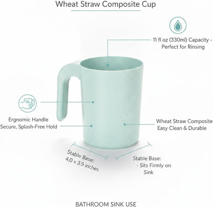 1 Pack Wheat Straw Composite Cup with Handle, 11 fl oz Tumbler for Kitchen and Office Desk Use