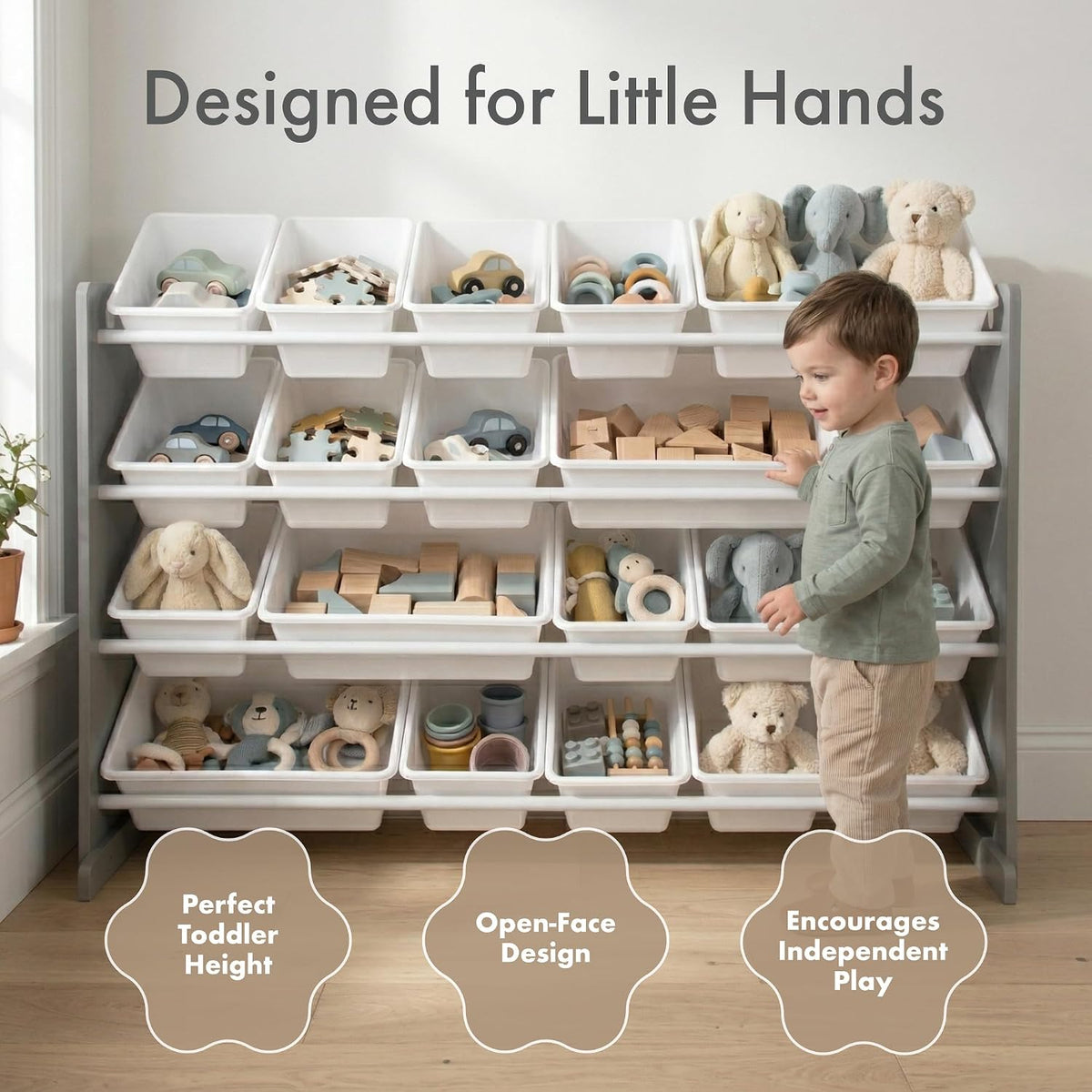 Kids Toy Organizer with 20 Bins, 4 Tier Storage for Playroom