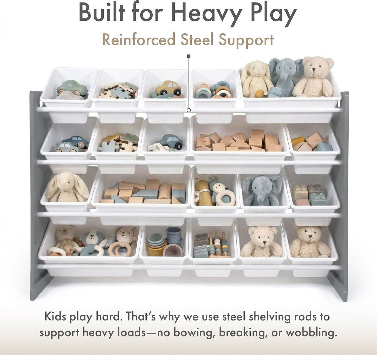 Kids Toy Organizer with 20 Bins, 4 Tier Storage for Playroom