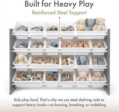 Kids Toy Organizer with 20 Bins, 4 Tier Storage for Playroom
