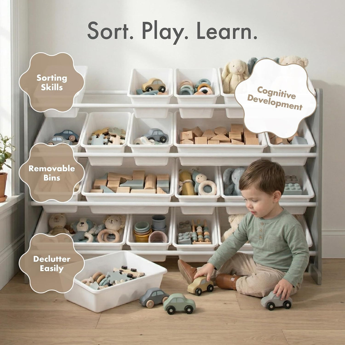Kids Toy Organizer with 20 Bins, 4 Tier Storage for Playroom