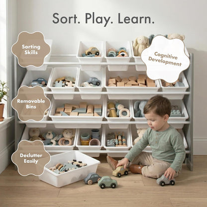 Kids Toy Organizer with 20 Bins, 4 Tier Storage for Playroom