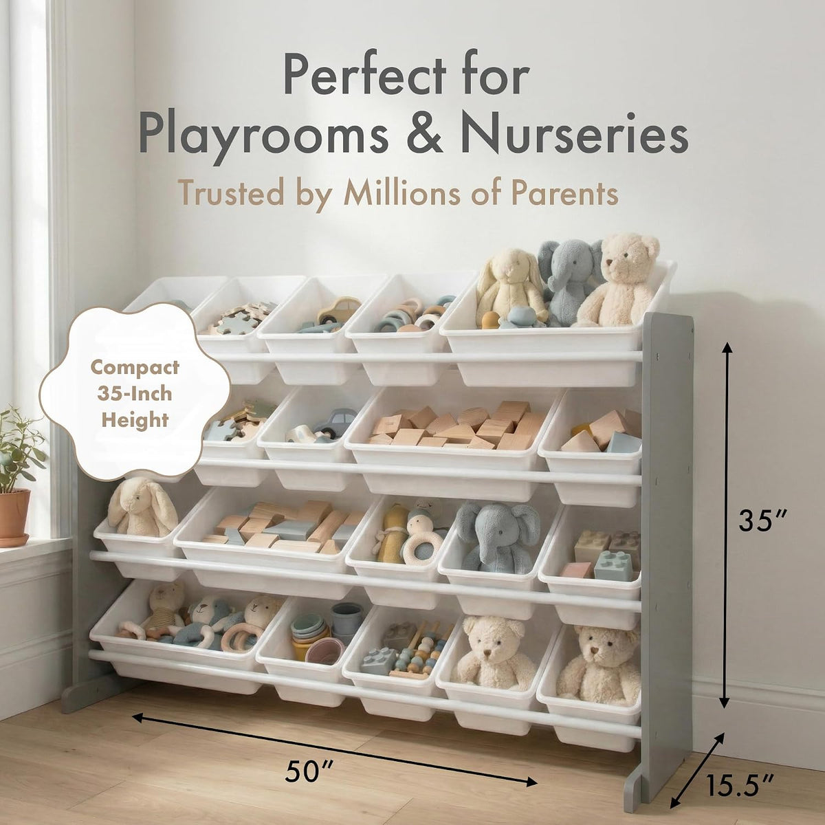 Kids Toy Organizer with 20 Bins, 4 Tier Storage for Playroom
