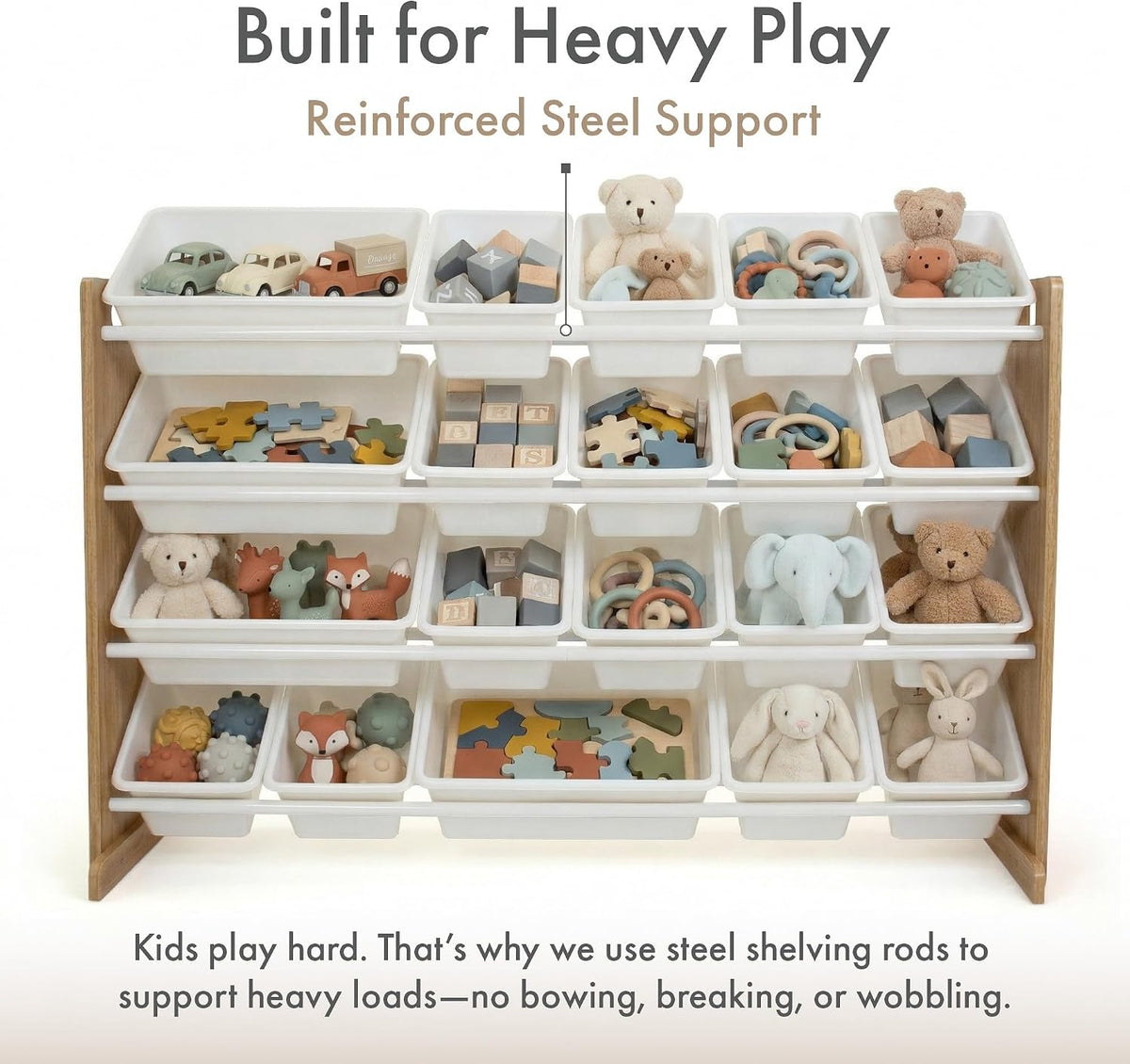 Kids Toy Organizer with 20 Bins, 4 Tier Storage for Playroom