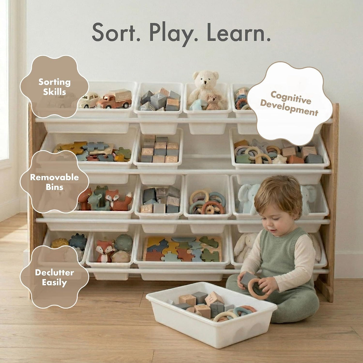 Kids Toy Organizer with 20 Bins, 4 Tier Storage for Playroom