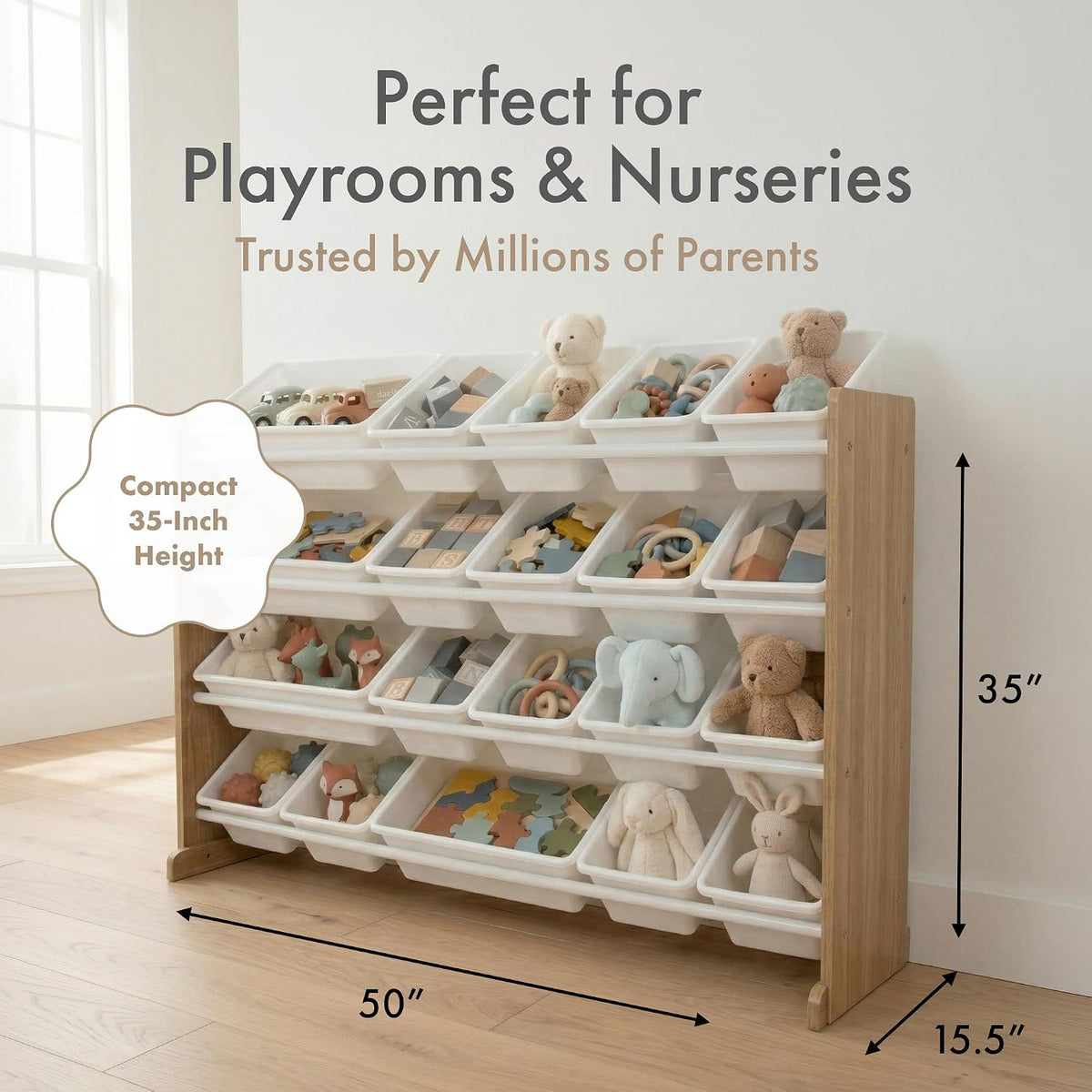 Kids Toy Organizer with 20 Bins, 4 Tier Storage for Playroom