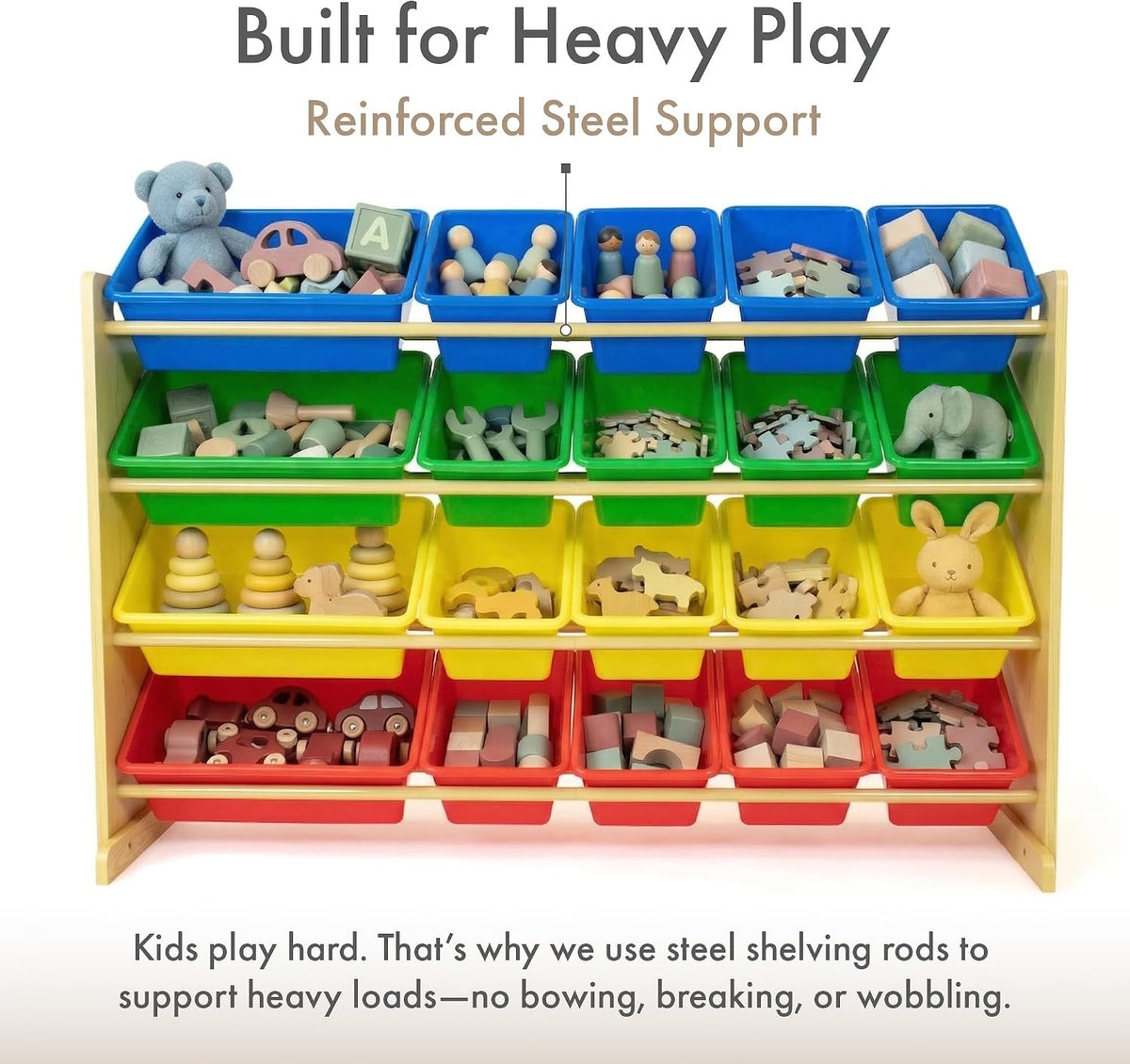 Kids Toy Organizer with 20 Bins, 4 Tier Storage for Playroom