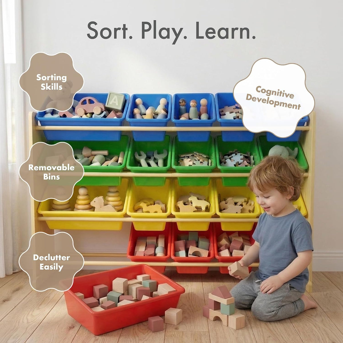 Kids Toy Organizer with 20 Bins, 4 Tier Storage for Playroom