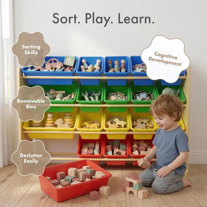 Kids Toy Organizer with 20 Bins, 4 Tier Storage for Playroom