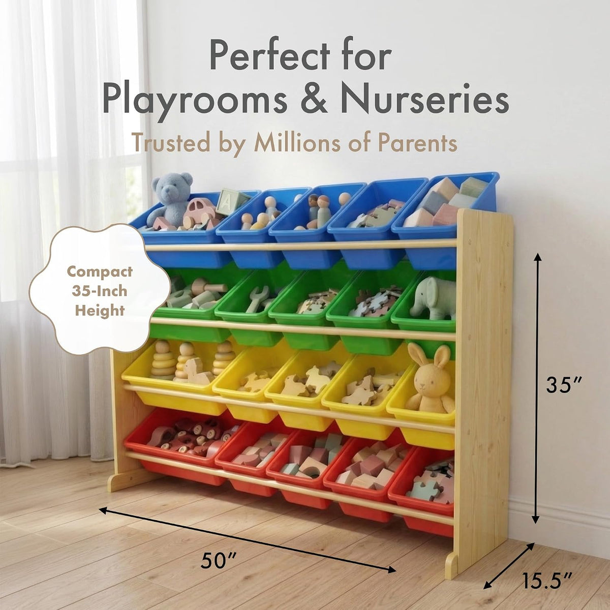 Kids Toy Organizer with 20 Bins, 4 Tier Storage for Playroom