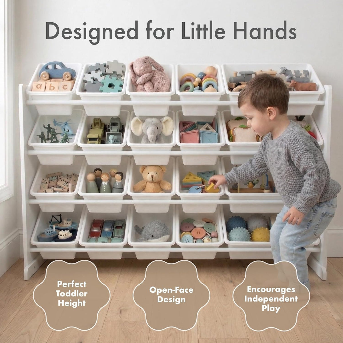 Kids Toy Organizer with 20 Bins, 4 Tier Storage for Playroom