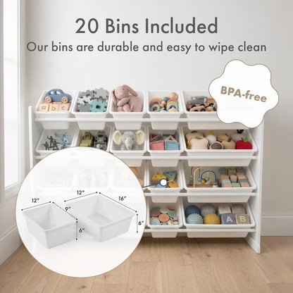 Kids Toy Organizer with 20 Bins, 4 Tier Storage for Playroom