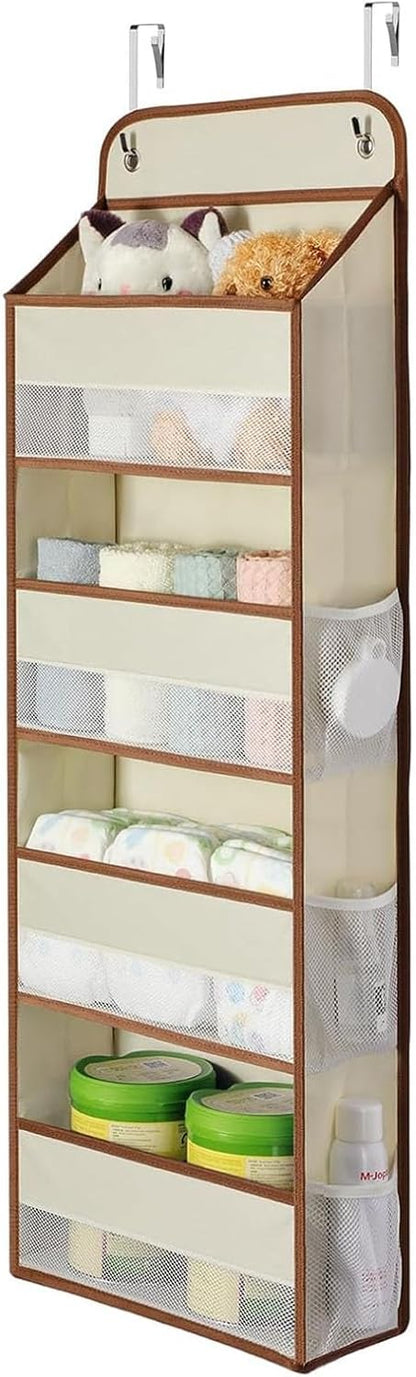 Over The Door Organizer for Bathroom & Bedroom - Multi-Purpose Storage Solution for Toys, Diapers, and More - Space-Saving Wall-Mounted Hanging Organizer