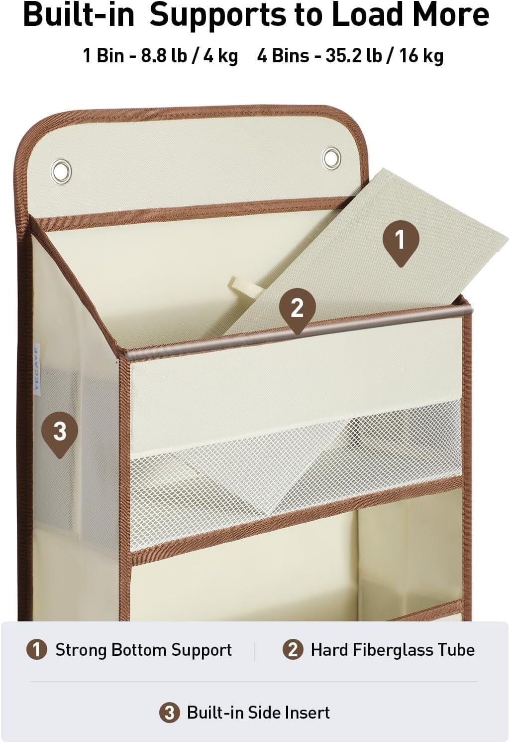 Over The Door Organizer for Bathroom & Bedroom - Multi-Purpose Storage Solution for Toys, Diapers, and More - Space-Saving Wall-Mounted Hanging Organizer