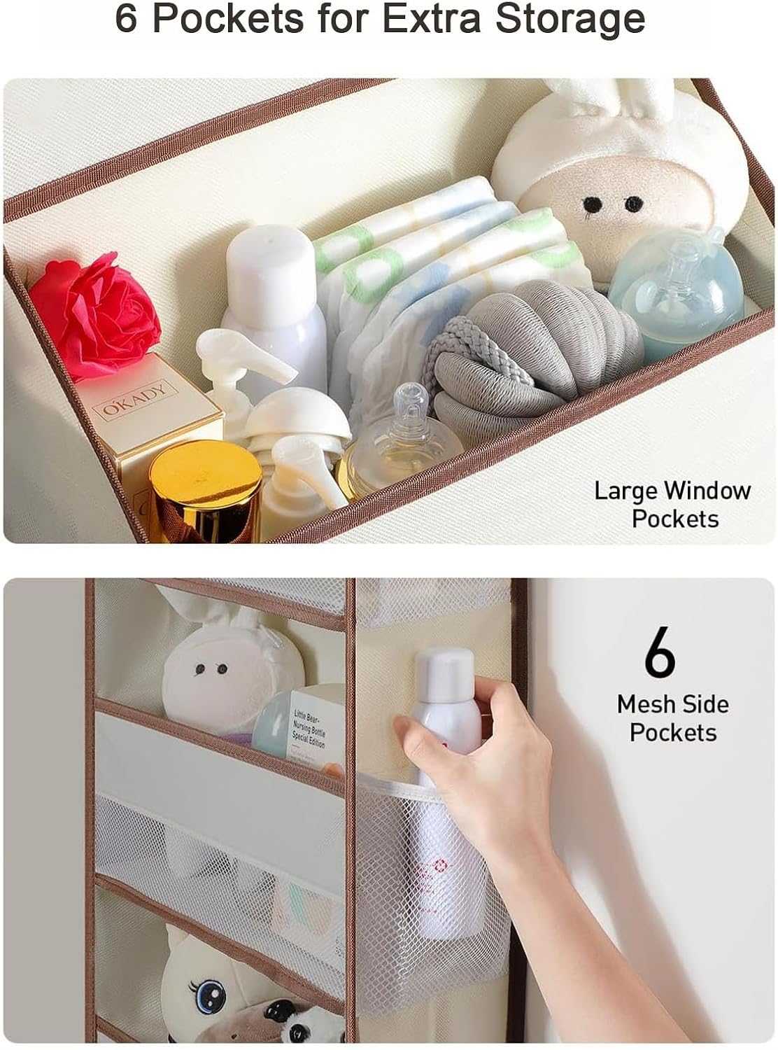 Over The Door Organizer for Bathroom & Bedroom - Multi-Purpose Storage Solution for Toys, Diapers, and More - Space-Saving Wall-Mounted Hanging Organizer
