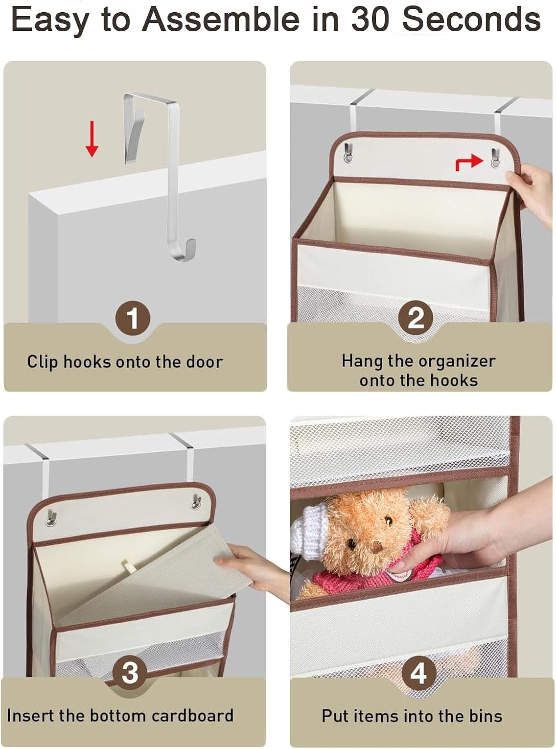 Over The Door Organizer for Bathroom & Bedroom - Multi-Purpose Storage Solution for Toys, Diapers, and More - Space-Saving Wall-Mounted Hanging Organizer