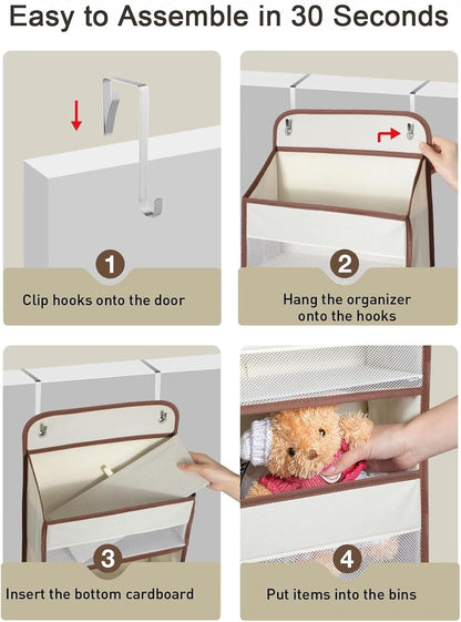 Over The Door Organizer for Bathroom & Bedroom - Multi-Purpose Storage Solution for Toys, Diapers, and More - Space-Saving Wall-Mounted Hanging Organizer