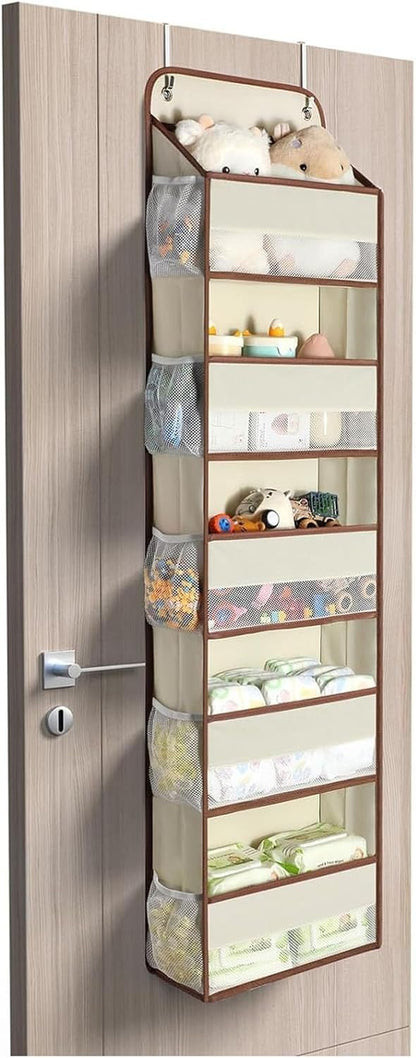 Over The Door Organizer for Bathroom & Bedroom - Multi-Purpose Storage Solution for Toys, Diapers, and More - Space-Saving Wall-Mounted Hanging Organizer