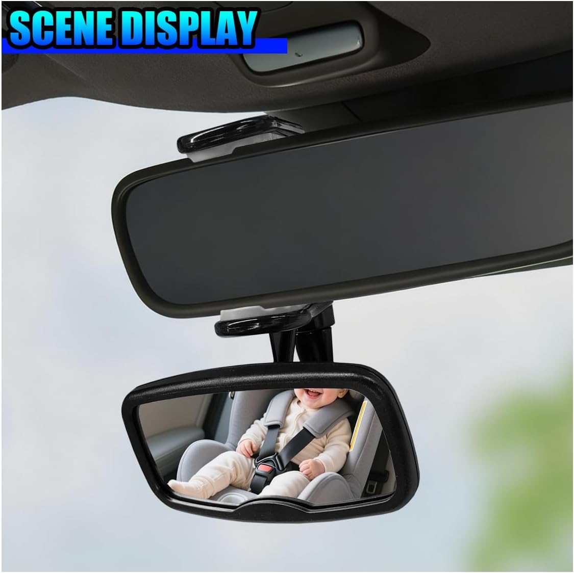 Baby Car Mirror, 360° Swivel Clip-On Car Interior Rearview Mirrors
