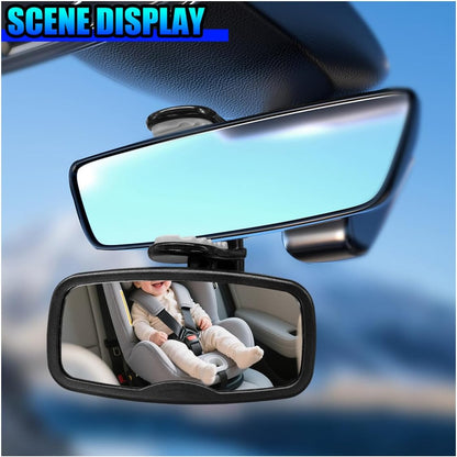 Baby Car Mirror, 360° Swivel Clip-On Car Interior Rearview Mirrors
