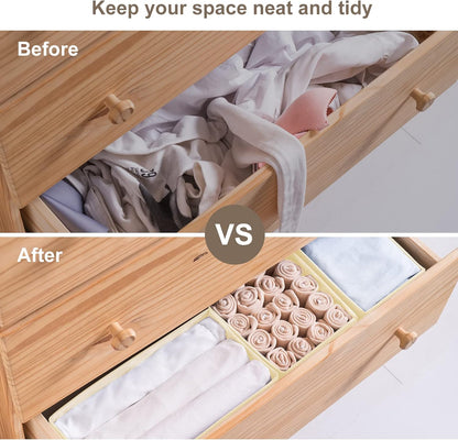 6 Packs Dresser Drawer Organizers for Clothing,Woven-Fabric Baby Clothes Organizer and storage in Bedroom-Closet & Drawer Organization-1 Large Cell