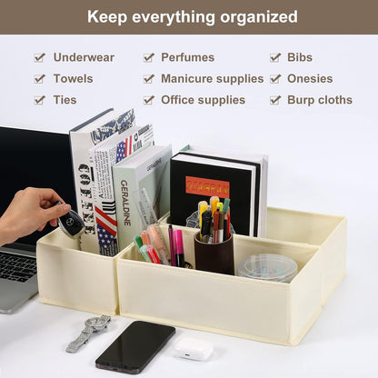 6 Packs Dresser Drawer Organizers for Clothing,Woven-Fabric Baby Clothes Organizer and storage in Bedroom-Closet & Drawer Organization-1 Large Cell