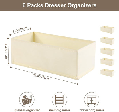 6 Packs Dresser Drawer Organizers for Clothing,Woven-Fabric Baby Clothes Organizer and storage in Bedroom-Closet & Drawer Organization-1 Large Cell