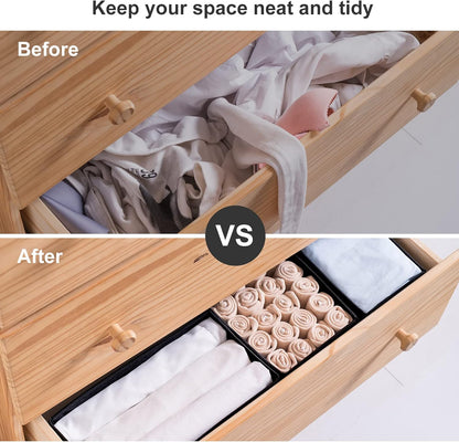6 Packs Dresser Drawer Organizers for Clothing,Woven-Fabric Baby Clothes Organizer and storage in Bedroom-Closet & Drawer Organization-1 Large Cell