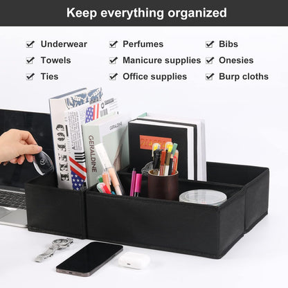 6 Packs Dresser Drawer Organizers for Clothing,Woven-Fabric Baby Clothes Organizer and storage in Bedroom-Closet & Drawer Organization-1 Large Cell