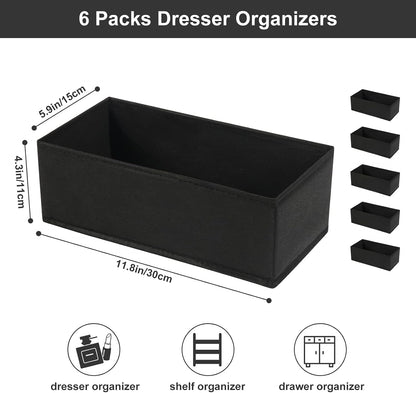 6 Packs Dresser Drawer Organizers for Clothing,Woven-Fabric Baby Clothes Organizer and storage in Bedroom-Closet & Drawer Organization-1 Large Cell
