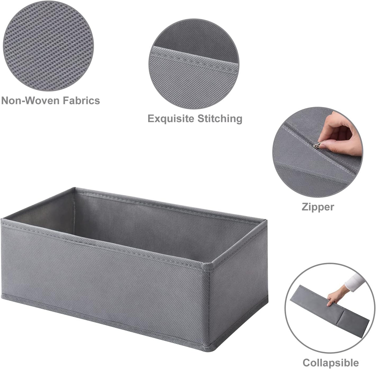 6 Packs Dresser Drawer Organizers for Clothing,Woven-Fabric Baby Clothes Organizer and storage in Bedroom-Closet & Drawer Organization-1 Large Cell