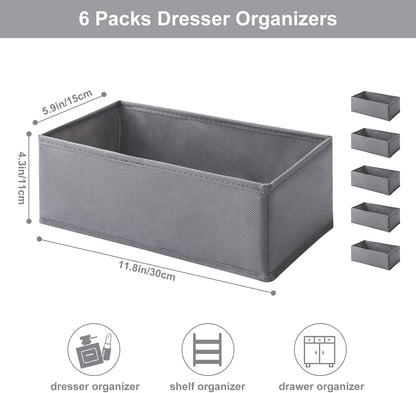 6 Packs Dresser Drawer Organizers for Clothing,Woven-Fabric Baby Clothes Organizer and storage in Bedroom-Closet & Drawer Organization-1 Large Cell