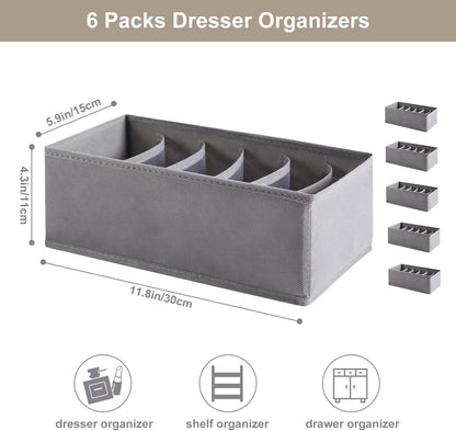 6 Packs Dresser Drawer Organizers for Clothing,Woven-Fabric Baby Clothes Organizer and storage in Bedroom-Closet & Drawer Organization-1 Large Cell